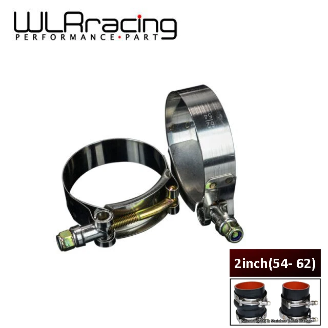 WLR RACING-(2 шт./лот) SS304 зажимы " дюймов 54 мм-62 мм из нержавеющей силикона турбо шланг муфта Т болт зажим комплект WLR5250
