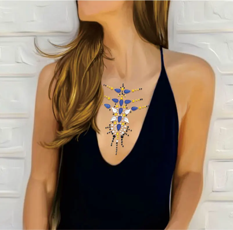 1 шт. стикер со стразами для тела может быть наклеен на самоклеющиеся драгоценные