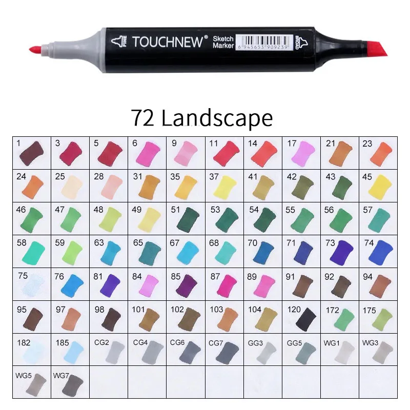 black 72 Landscape Touchnew Набор цветных копировальных маркеров спиртовые ручки, маркеры для рисования товары для рукоделия кисть манга для рисования акриловый дизайнерский набор ручек для студентов - Цвет: black 72 Landscape