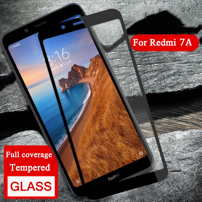 Protector de pantalla de vidrio templado para Xiaomi Redmi 7A, cubierta completa para Redmi 7A, pel&iacute;cula de borde curvo 3D, HATOLY, 2 uds.-2