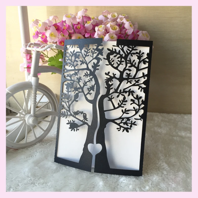 Золотые свадебные приглашения украшения лазерная резка дерева с любовным