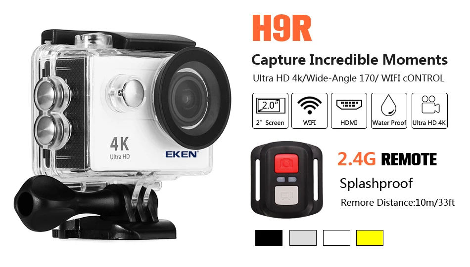 Оригинальная Экшн-камера eken H9 H9R Ultra HD 4K WiFi Спортивная камера 2,0 экран 170D Подводная Водонепроницаемая камера на шлем Спортивная камера