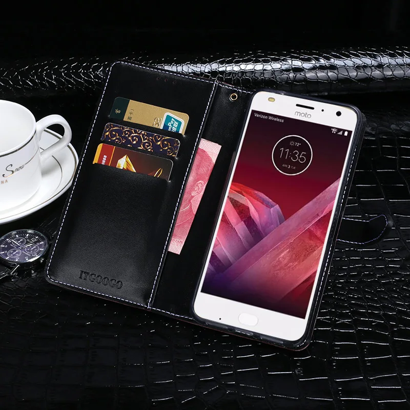 Itgoogo For Motorola Moto Z2 Play Case Cover Luxury Leather Flip Protective Phone Back | Мобильные телефоны и аксессуары
