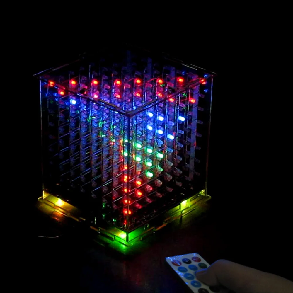 3D8 DIY многоцветный СВЕТОДИОДНЫЙ мини свет куб kit С ИК/3D 8 8x8x8 Наборы/Младший