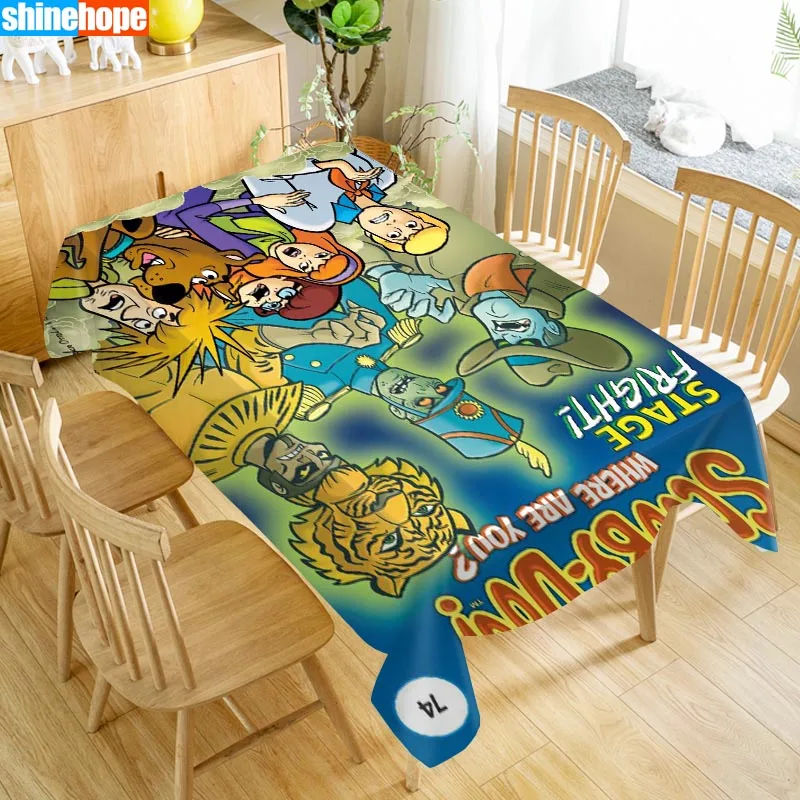 Скатерть на заказ Scooby Doo, ткань Оксфорд, Пыленепроницаемая прямоугольная скатерть, вечерние, домашний декор, 100x140 см, 140x250 см