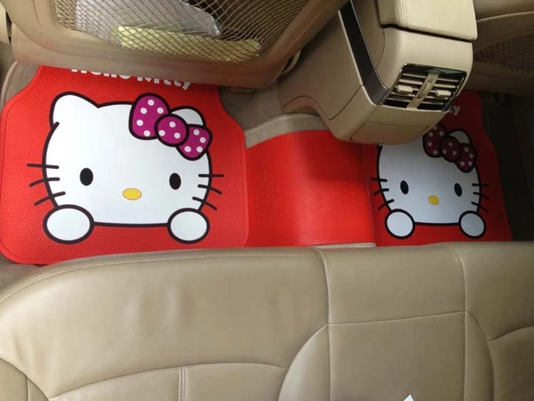 Брендовые модные милые латексные универсальные автомобильные коврики Hello kitty, подходят для всей модели автомобиля