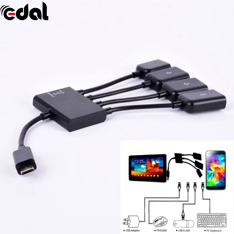 4 в 1 микро USB OTG концентратор удлинитель зарядный кабель черный Android кабели для