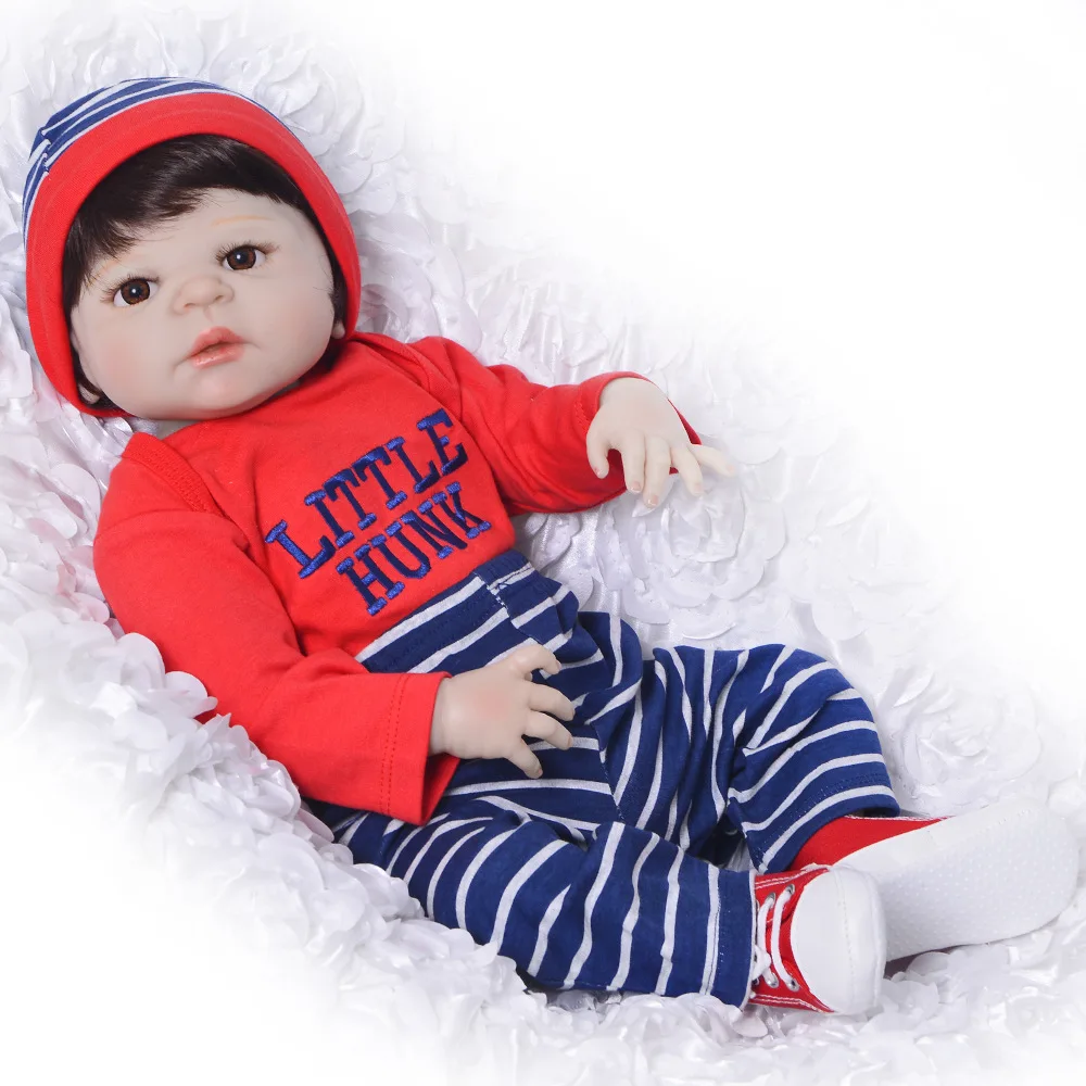 55 см силиконовая кукла Reborn Baby 22 дюйма красивая Bebe для новорожденных мальчиков