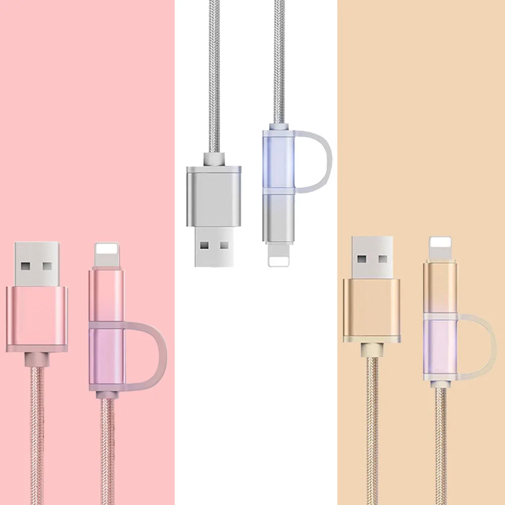 Зарядный кабель 2 в 1 с микро USB и подсветкой провод для синхронизации данных IPhone 7 8