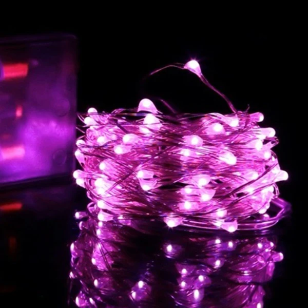Pink 2 м, 5 м, 8 м, медный провод, светодиодный светильник, гирлянда, гирлянда, уличные, водонепроницаемые, праздничные, светодиодные ленты, освещение, декор для рождественской вечеринки - Испускаемый цвет: Pink