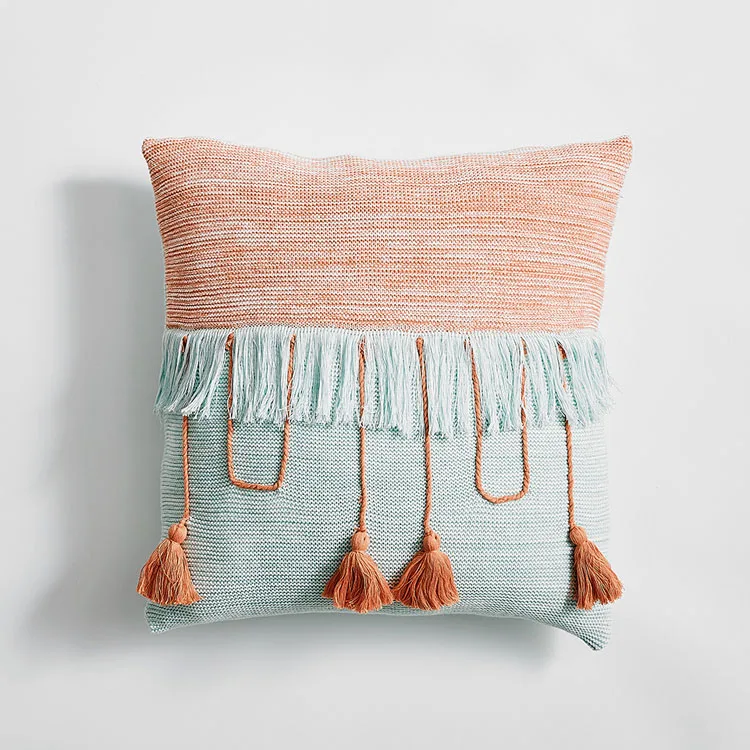 B Macrame Pillow Case Decorative Hit Color PillowcasesCotton Office Pillows Cover Funda Almohada Nordic Modern Bed Room 45x45cm - Цвет: B