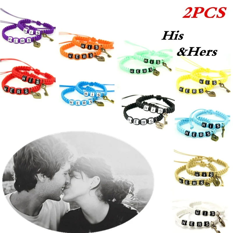 2 шт. пара браслетов с его ключом и цепочкой для влюбленных индивидуальный