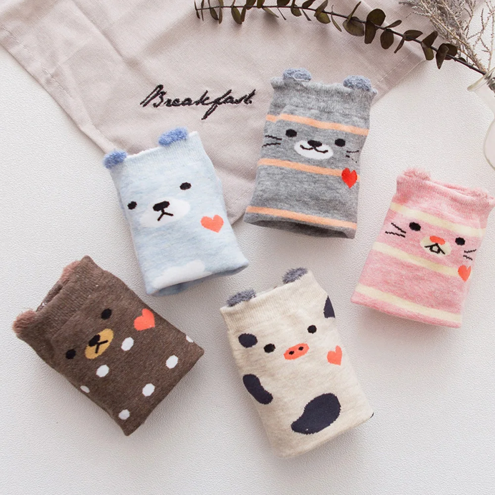 La MaxPa 10 пар милые животные женские хлопковые носки Kawaii Pig летние короткие тапочки