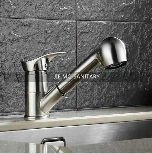 Вытяжной кухонный кран водосберегающий полированный белый смеситель для