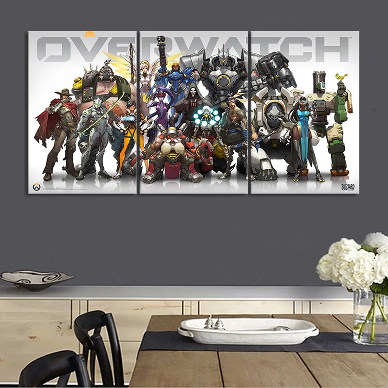 3 Панели аксессуары для видеоигр Постер Overwatch наклейка на стену с персонажами