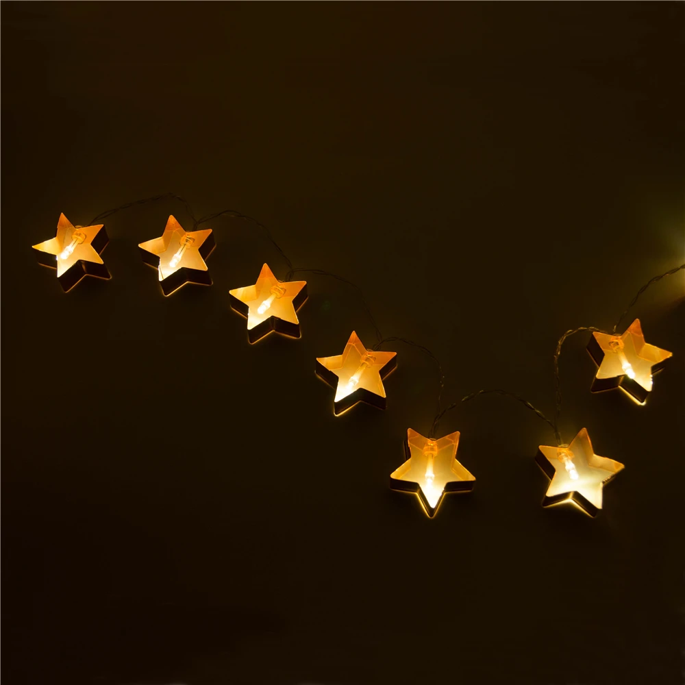 Гирлянда с 20 медными звездами на батарейках для печенья светодиодная