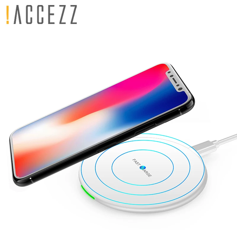 ! ACCEZZ светодиодный 7 5 Вт быстрая Qi Беспроводная зарядка для iPhone X 8 Plus 10 samsung Galaxy S8 S9