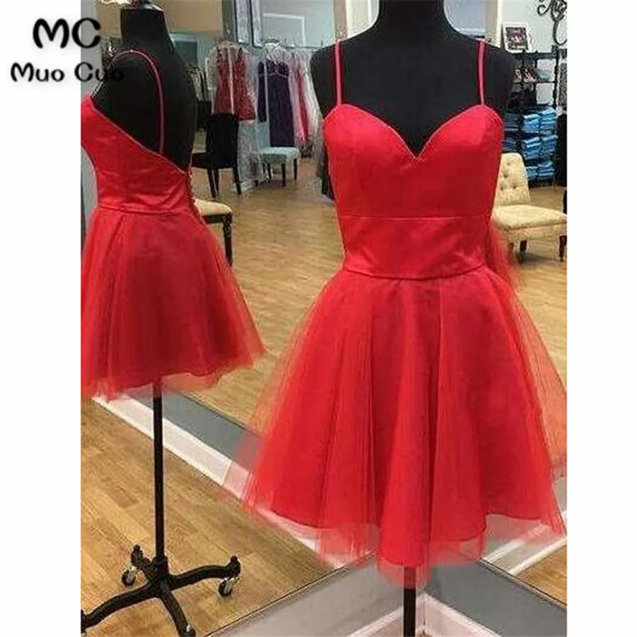 2018 Red Short Graduation Homecoming Dresses Tulle Zipper Back Button Cocktail Party Dress | Свадьбы и торжества