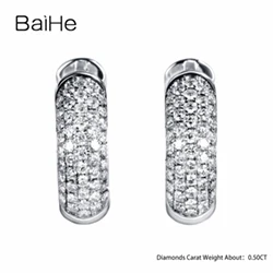 0.50CT BAIHE Solid 14 K белое золото 0.50CT(всего) H/SI натуральные Алмазы обручальные женские модные ювелирные изделия серьги-гвоздики - Цвет камня: 0.50CT