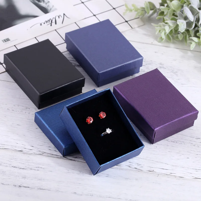 Black Diamond Jewelry Necklace Storage Paper Box Ring Stud Earring Packaging Gift 7x9x3cm Earrings Trinket Display Case | Украшения и