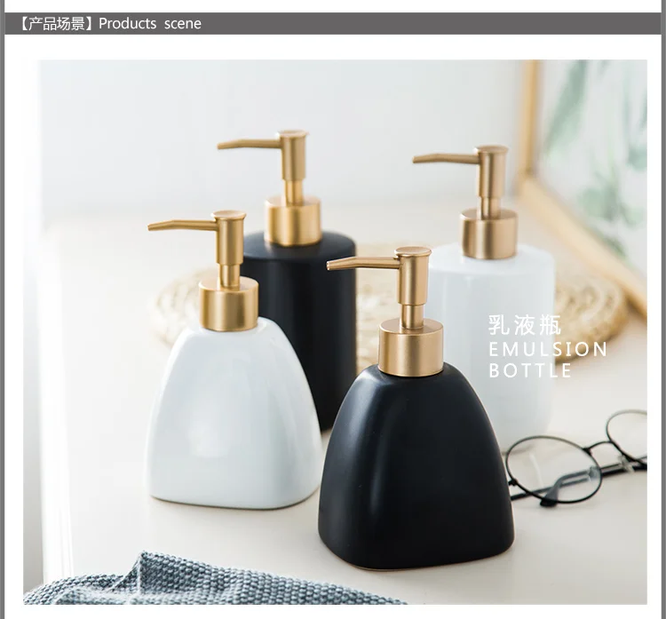Ceramic bottles washing hand lotion shampoo bottles bathroom accessories set soap dispenser toothbrush