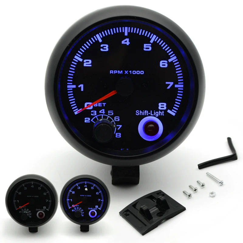 3 75 &quot95 мм Тахометр RPM Gauge Черный лицевой Синий СВЕТОДИОДНЫЙ 0-8000 об/мин для функции