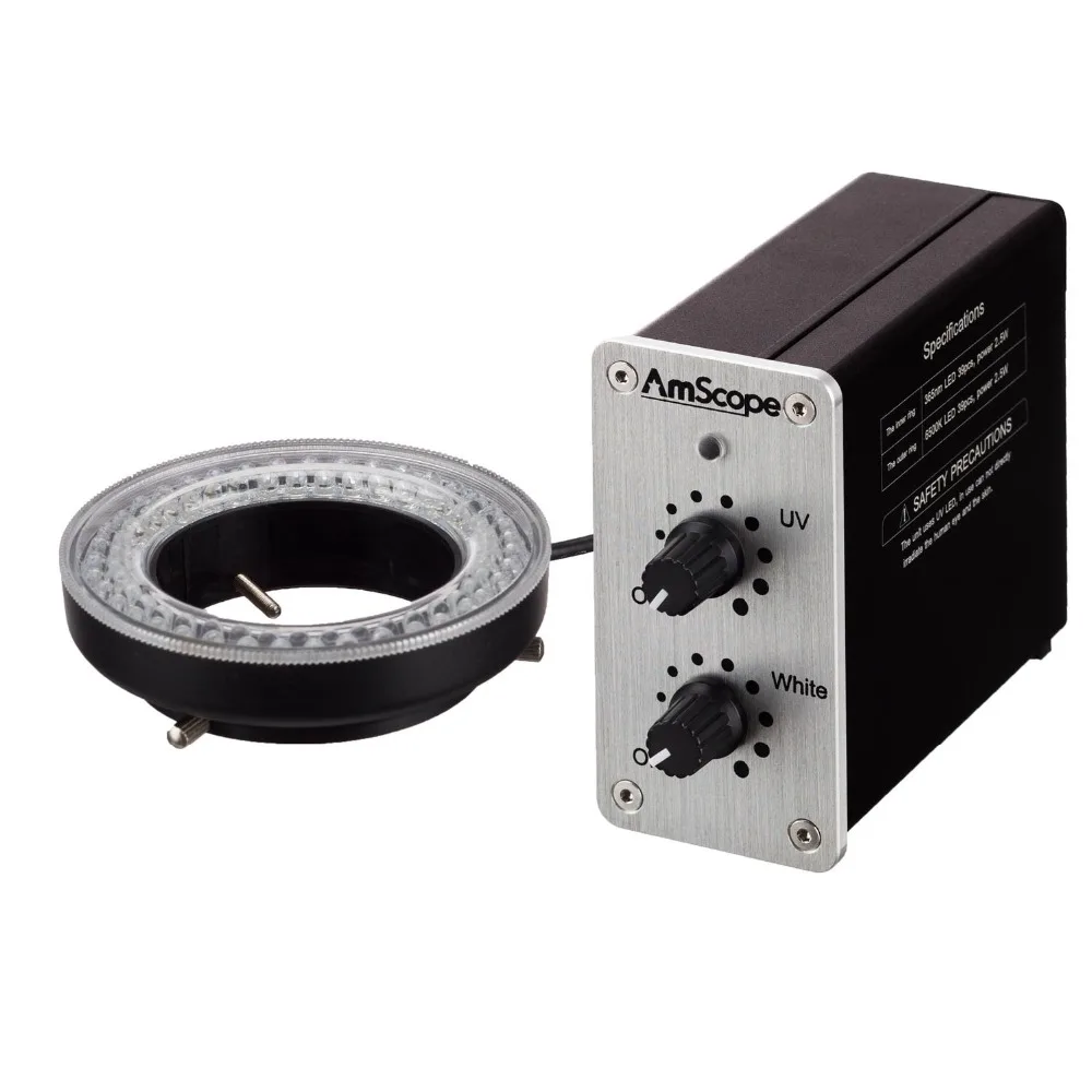 

AmScope двухканальный белый Ультрафиолетовый светодиодный кольцевой LED-5WUV
