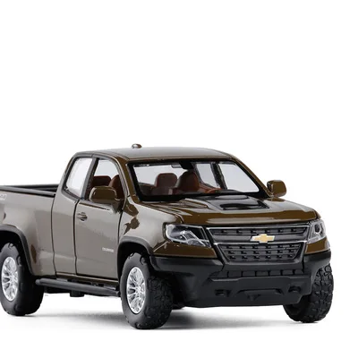 Коричневый 1:31 Chevrolet Colorado pick up сплав Diecasts транспортные средства модель автомобиля SUV со звуком светильник вытяните назад автомобиль игрушки для детей Подарки - Цвет: Коричневый