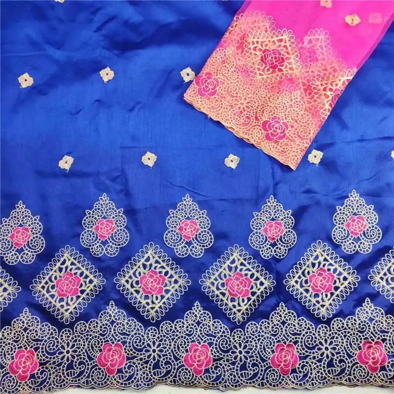 Африканская кружевная ткань George с блузкой и камнями индийская синяя Свадебная