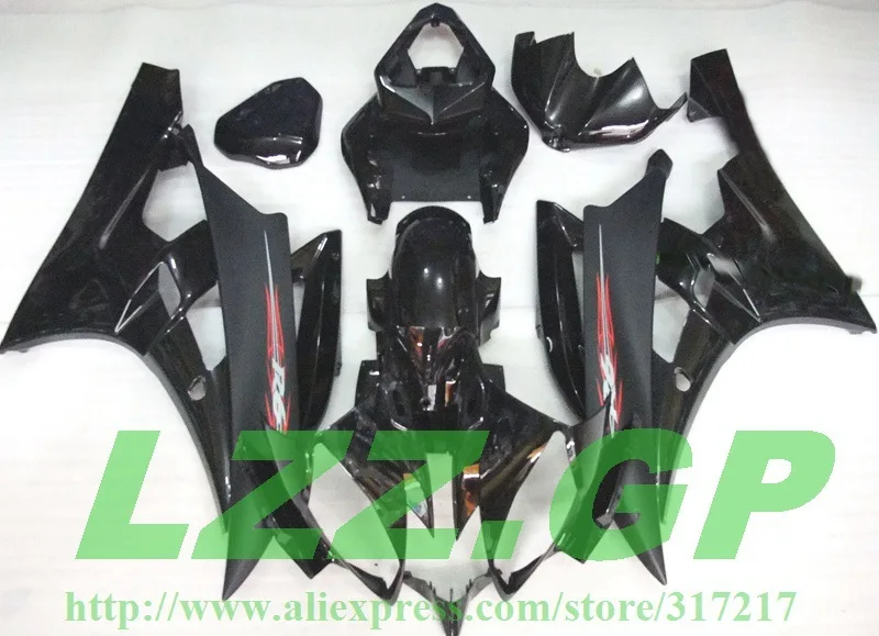 

Injection Pre_drilled fairing kit for YAMAHA YZF-R6 06-07 YZF R6 06 07 YZF 600 R6 2006 2007 compression mold black motorcycle fa