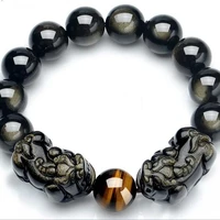 natural obsidian pixiu beads bracelet feng shui wealth pixiu bracelet lucky animal beaded bracelet good luck jewelry gift