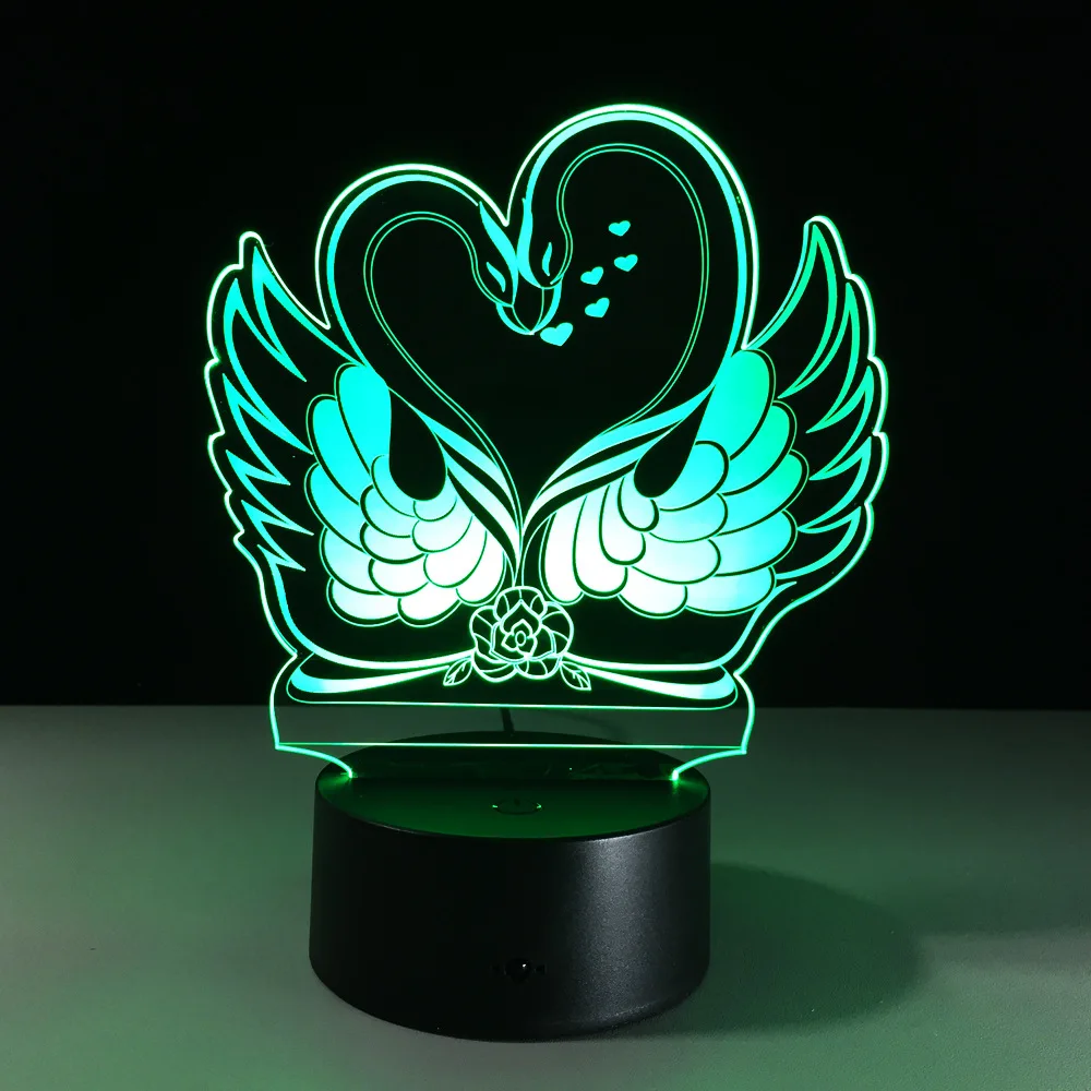 Лебедь 3D светодиодный светильник I LOVE YOU Романтический ночной Светильник