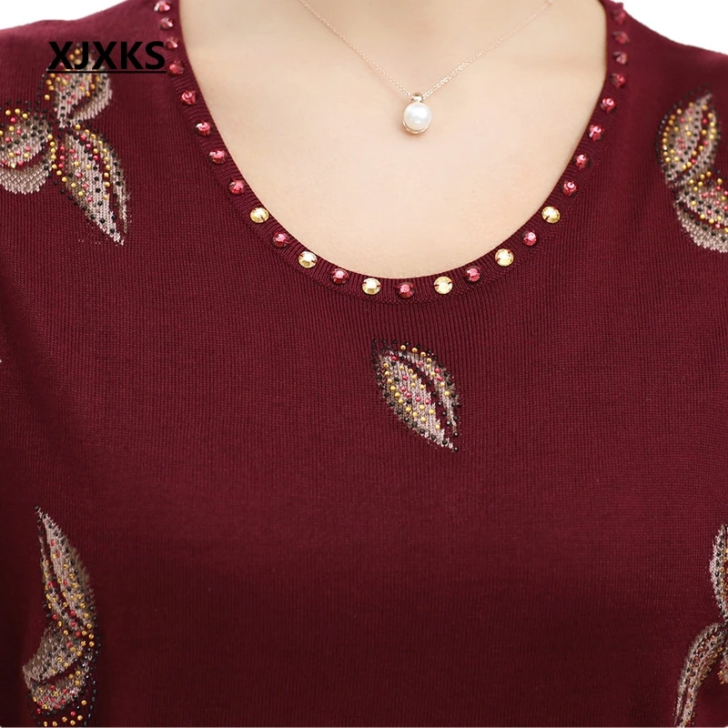 XJXKS Womens Jumpers 2020 Knitwear For Women Sweaters And Pullovers Comfortable Three Quarter Sleeve Thin Sweater Knitting Tops | Женская