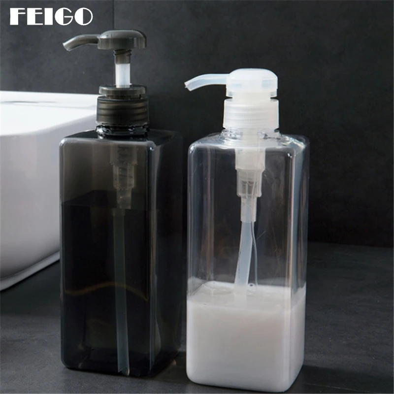 

FEIGO 600ml Home Large Capacity Transparent Liquid bath Soap Dispensers Pump Shower Shampoo Bottle bathroom accessories F785