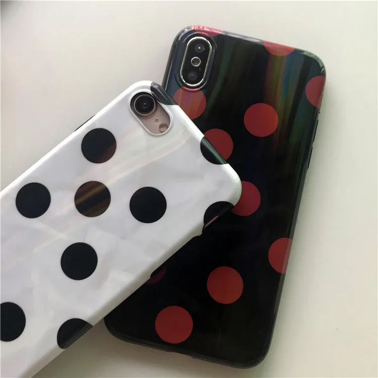 Чехол в горошек винно-красный для iPhone X чехол 8 Plus телефона 6 7 6s XS 7P P 6SP модный