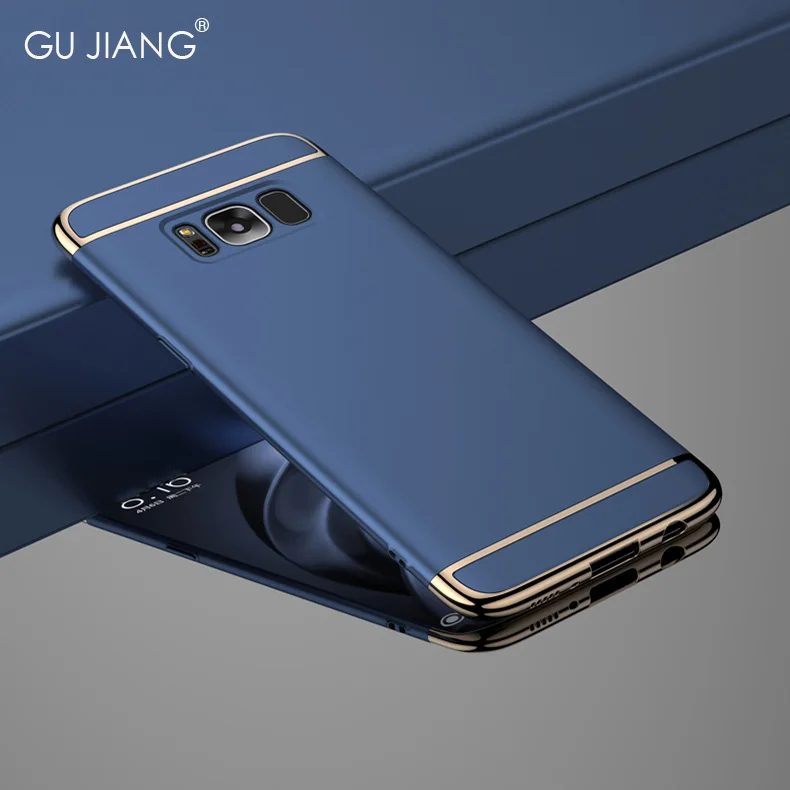GU JIANG Luxury Full Cover 3 in 1 Phone Bag for Samsung Galaxy S8 &amp PLUS Hard PC Electronic- plating Protector Case Shell |