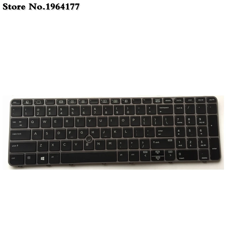 Английская клавиатура для ноутбука HP EliteBook 850 G3 755 с указателем серебристая новая