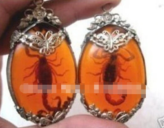 DYY + 317 2 шт тибетский серебряный 2017 инкрустация скорпион кулон|silver scorpion pendant|silver