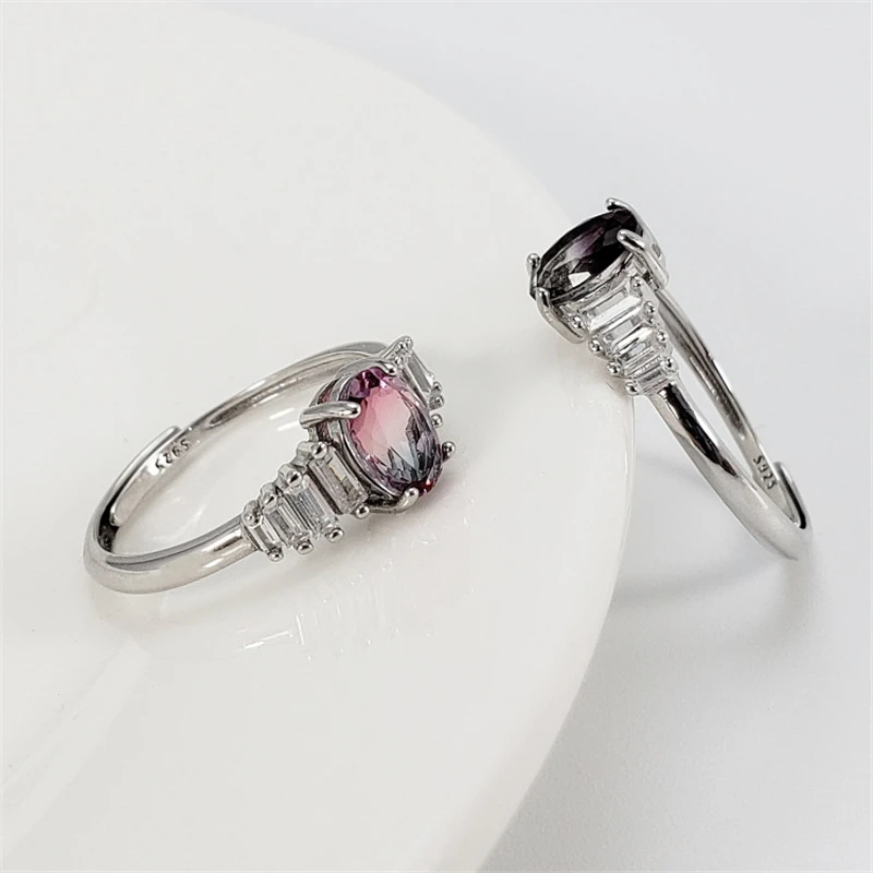 Фото Женское Открытое кольцо с натуральным радужным кристаллом из - купить