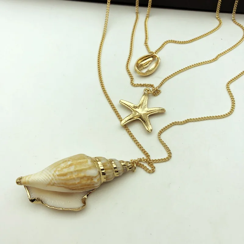Женское многослойное ожерелье TOTASALLY Cowrie из сплава с натуральной морской ракушкой