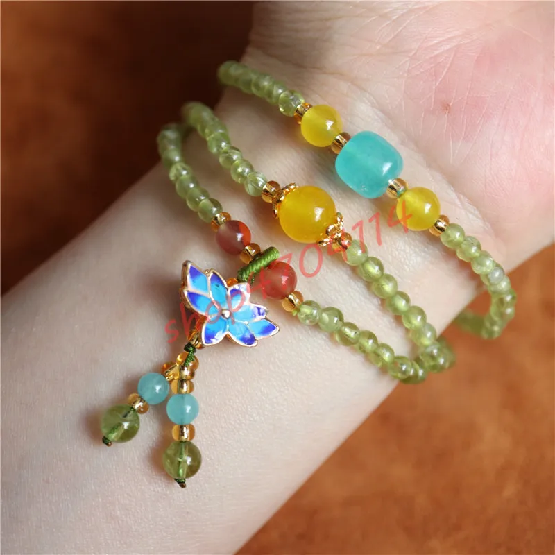 

Natural olivine crystal, olivine ore bracelet, exquisite handicraft jewelry