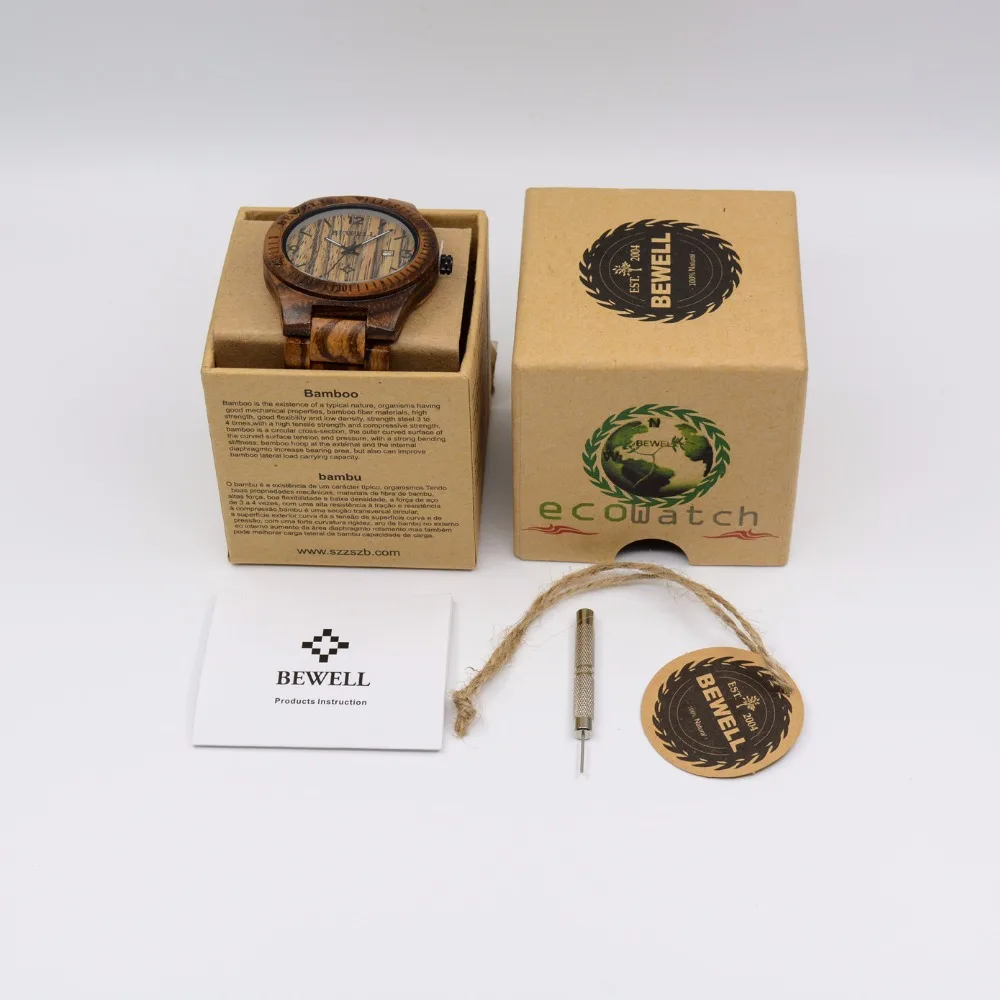 Casual BEWELL Wooden Watch For Men's Luminous Quartz Wrist Watches With Calendar Fashion &amp Luxury Moment Relogio Masculino 086B |