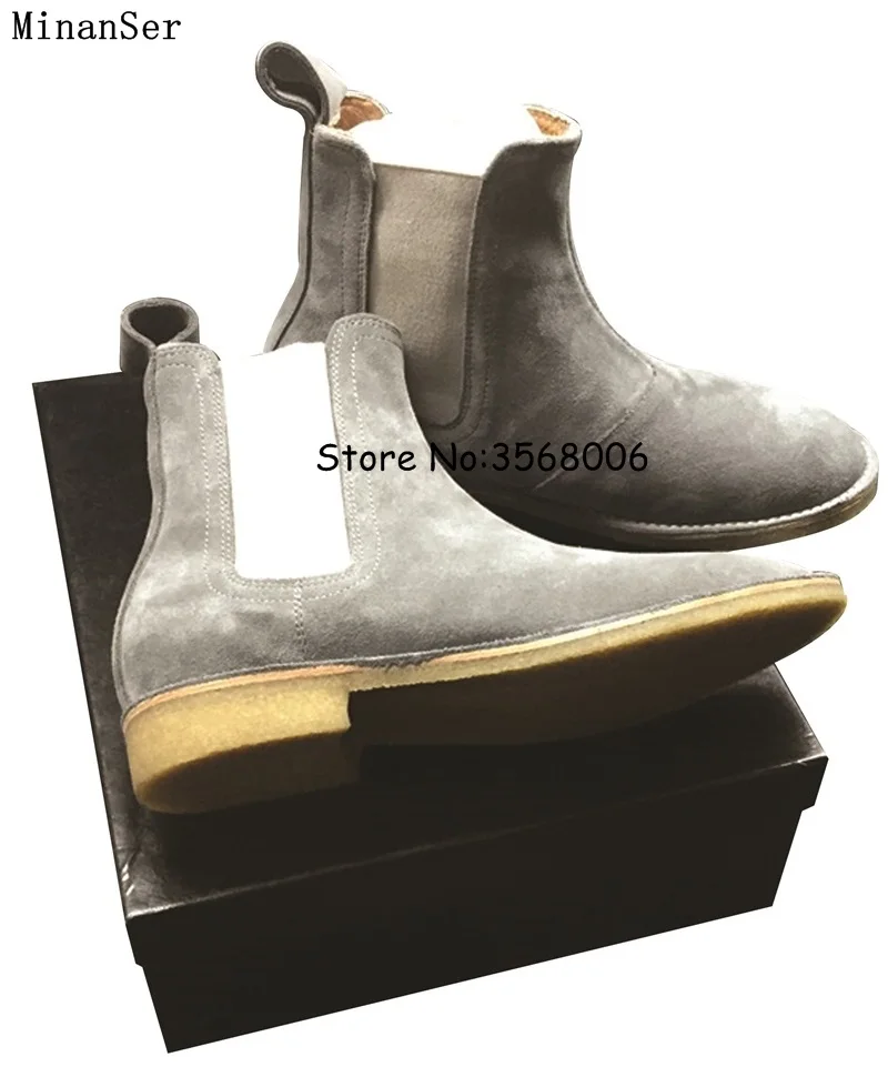 Slip-on Men Suede Ankle Boors British Style Man Spring Autumn Chelsea Boots Rome Male Fashion Shoes High Quality | Обувь