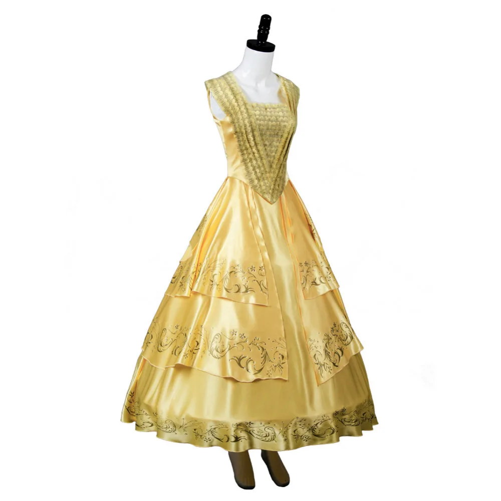 Красавица и Чудовище для взрослых 2017 фильм Белль Эмма желтый костюм косплей