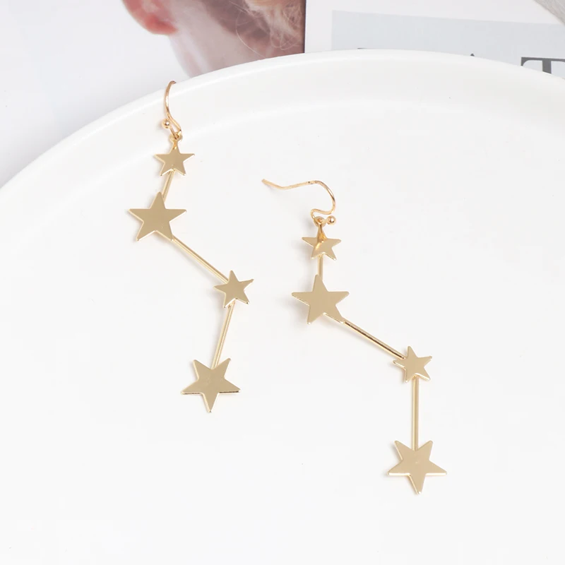 Модные новые простые дизайнерские серьги Brincos Bijoux Star Металлические корейские
