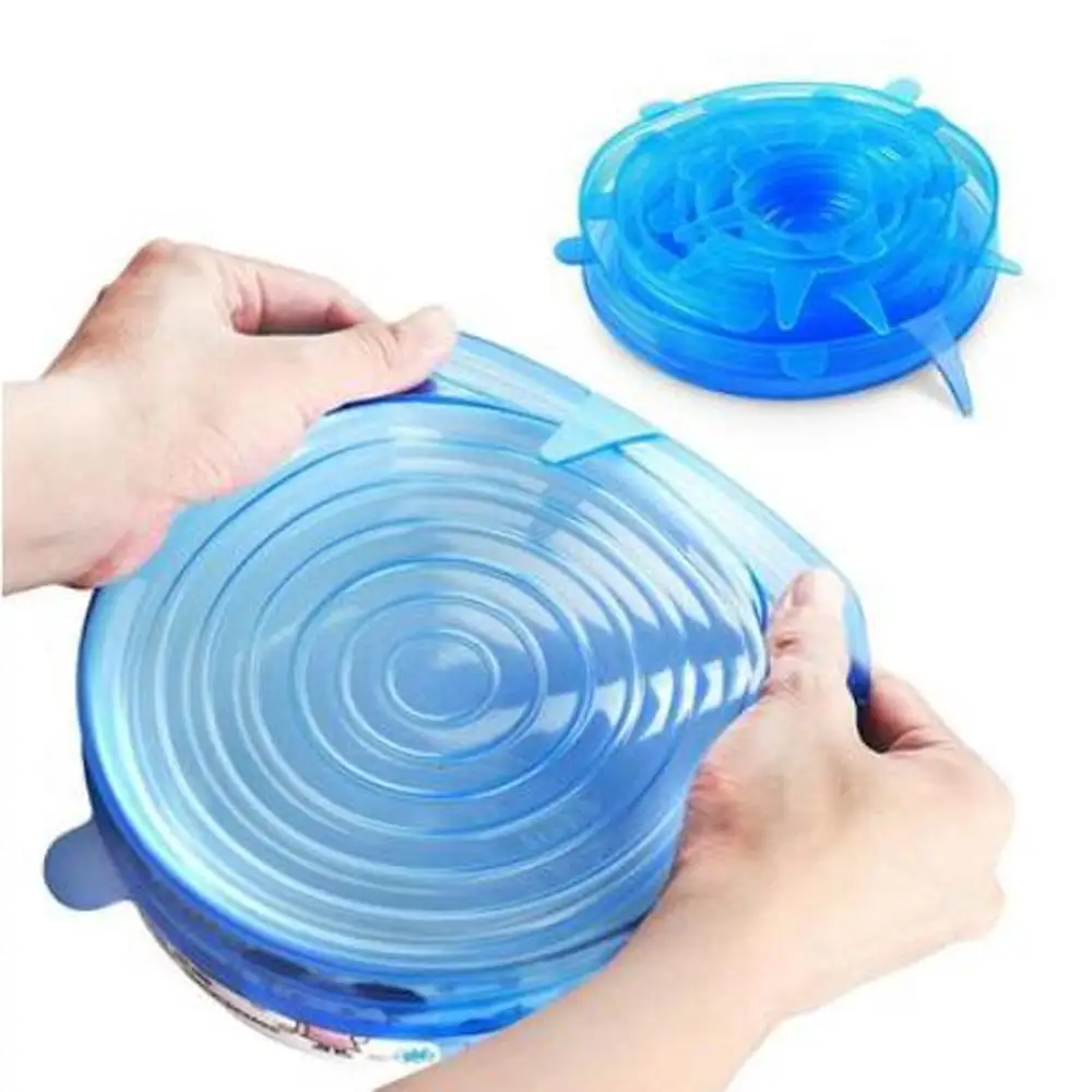 6 шт многоразовый силикон растягивающиеся крышки для чаши пищи Saver гибкий