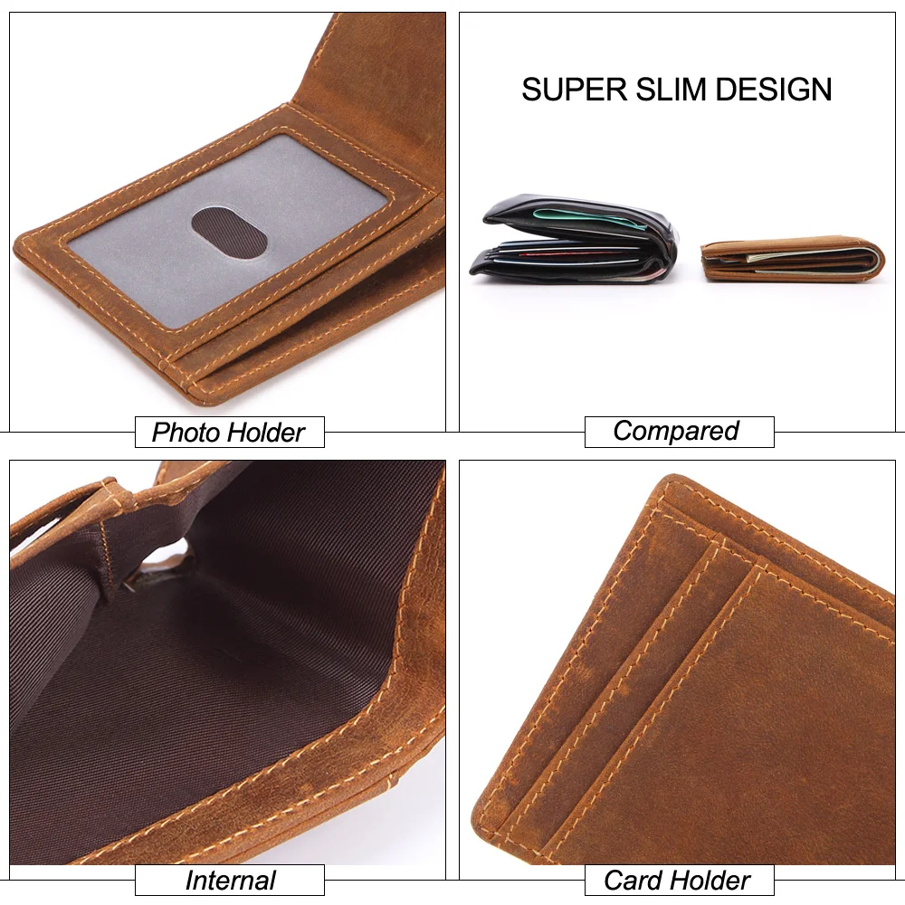 Кошелек MISFITS мужской из натуральной кожи маленький тонкий бумажник с RFID-защитой