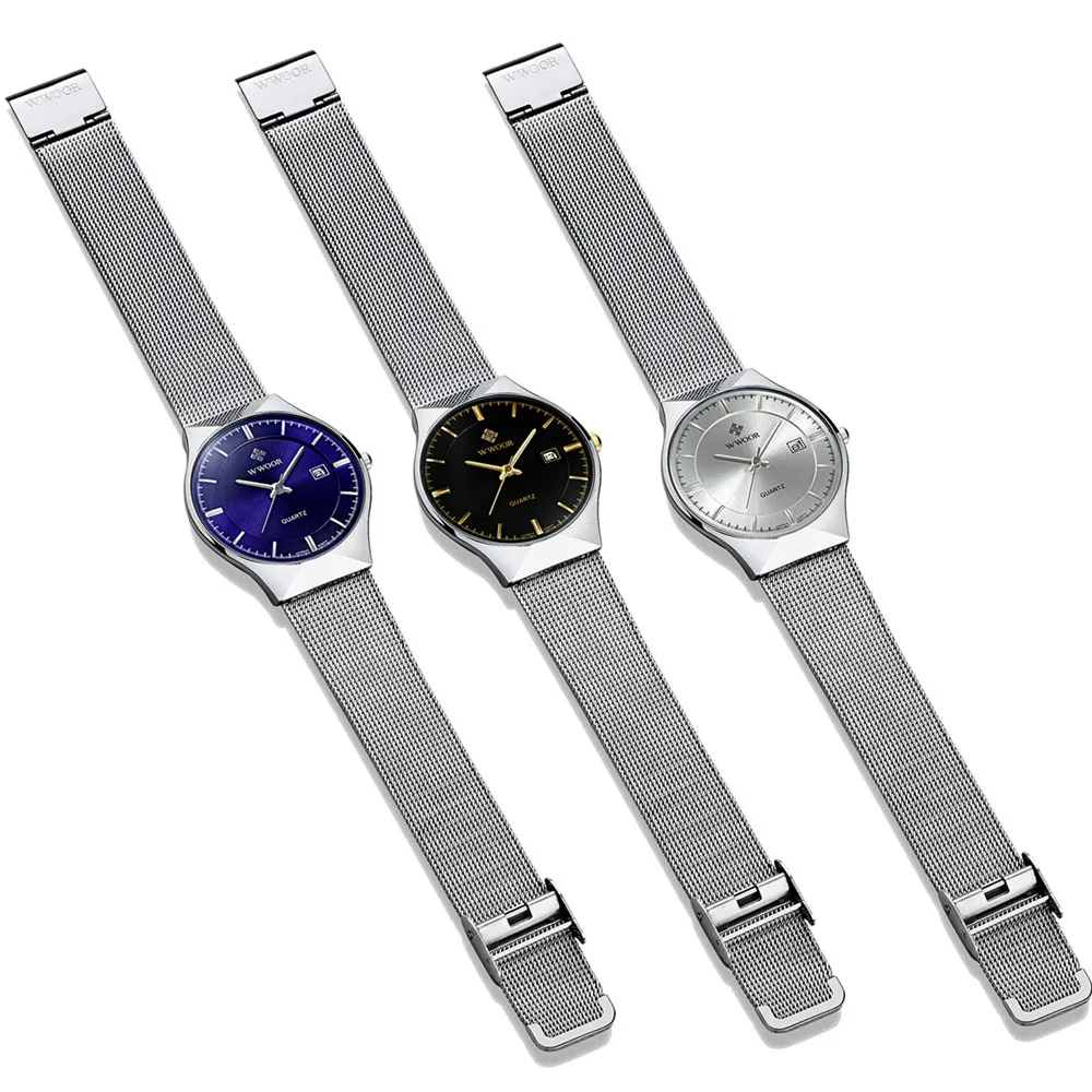 2017 мужские часы Лидирующий бренд Роскошные модные кварцевые полностью стальные