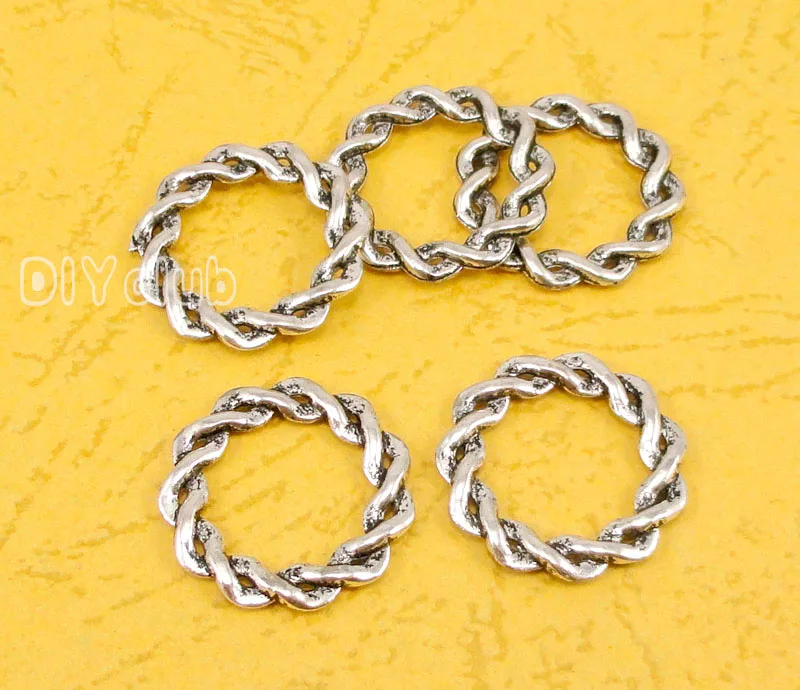 

50pcs-Antique Tibetan Silver Woven Circle Connector Charms 20mm