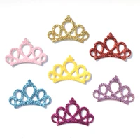 40pcs mixed glitter leather fabric patches crown felt applique for craftclothes diy scrapbooking accessories k00